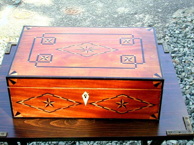 19th Century Fruitwood Inlaid Sewing Box